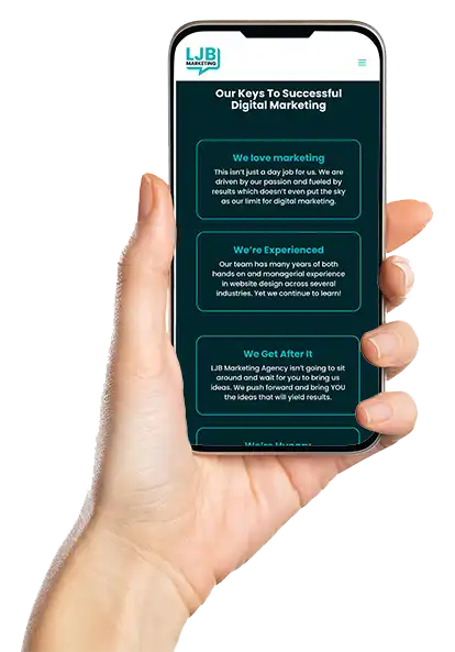 Digital marketing consulting company on phone screen