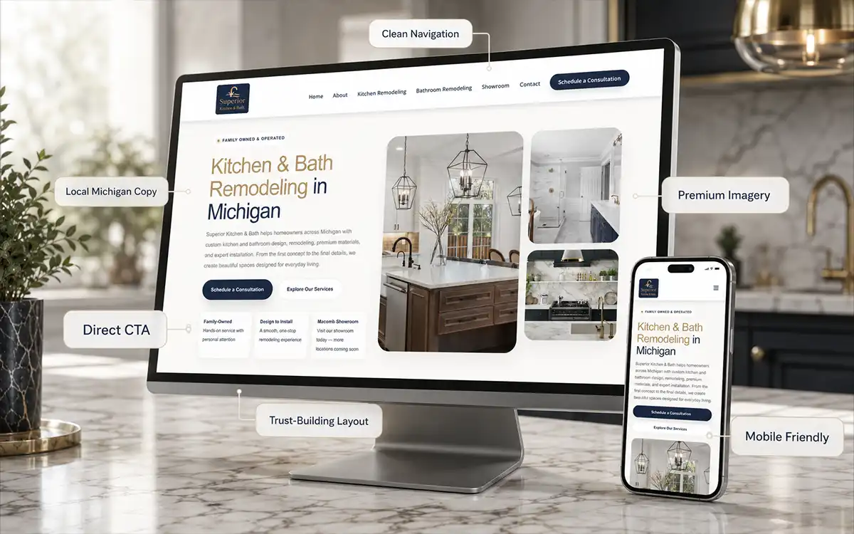 Website design case study for Superior Kitchen & Bath
