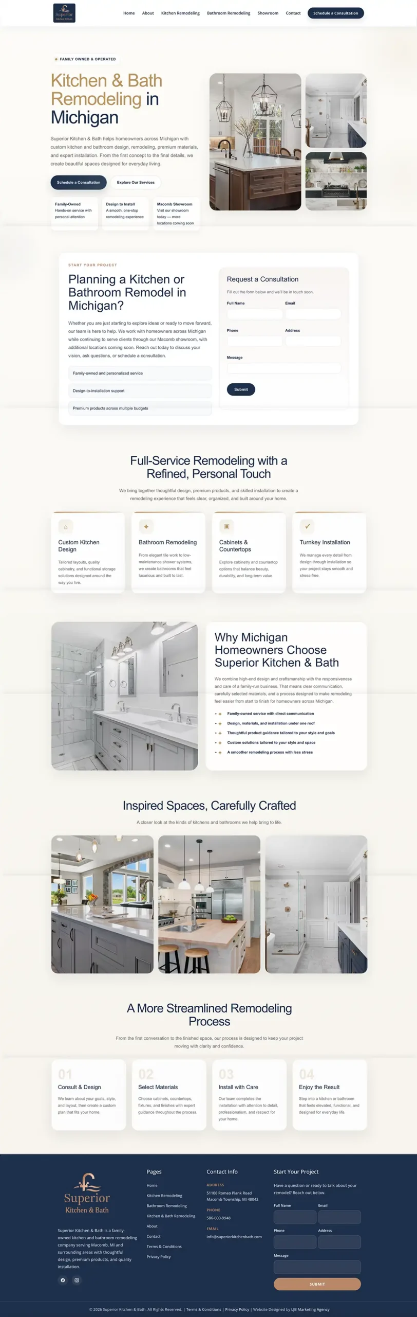 Superior Kitchen and Bath website design by LJB Marketing Agency