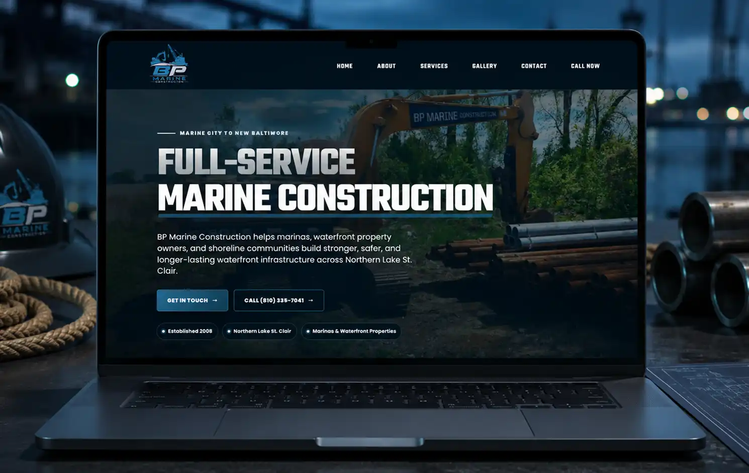 Marine construction website design by LJB Marketing Agency